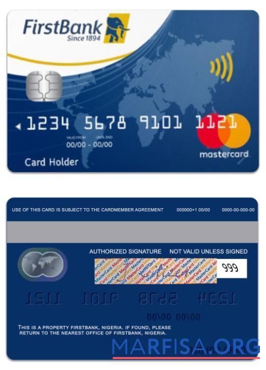 Blank Nigeria FirstBank mastercard download for verification